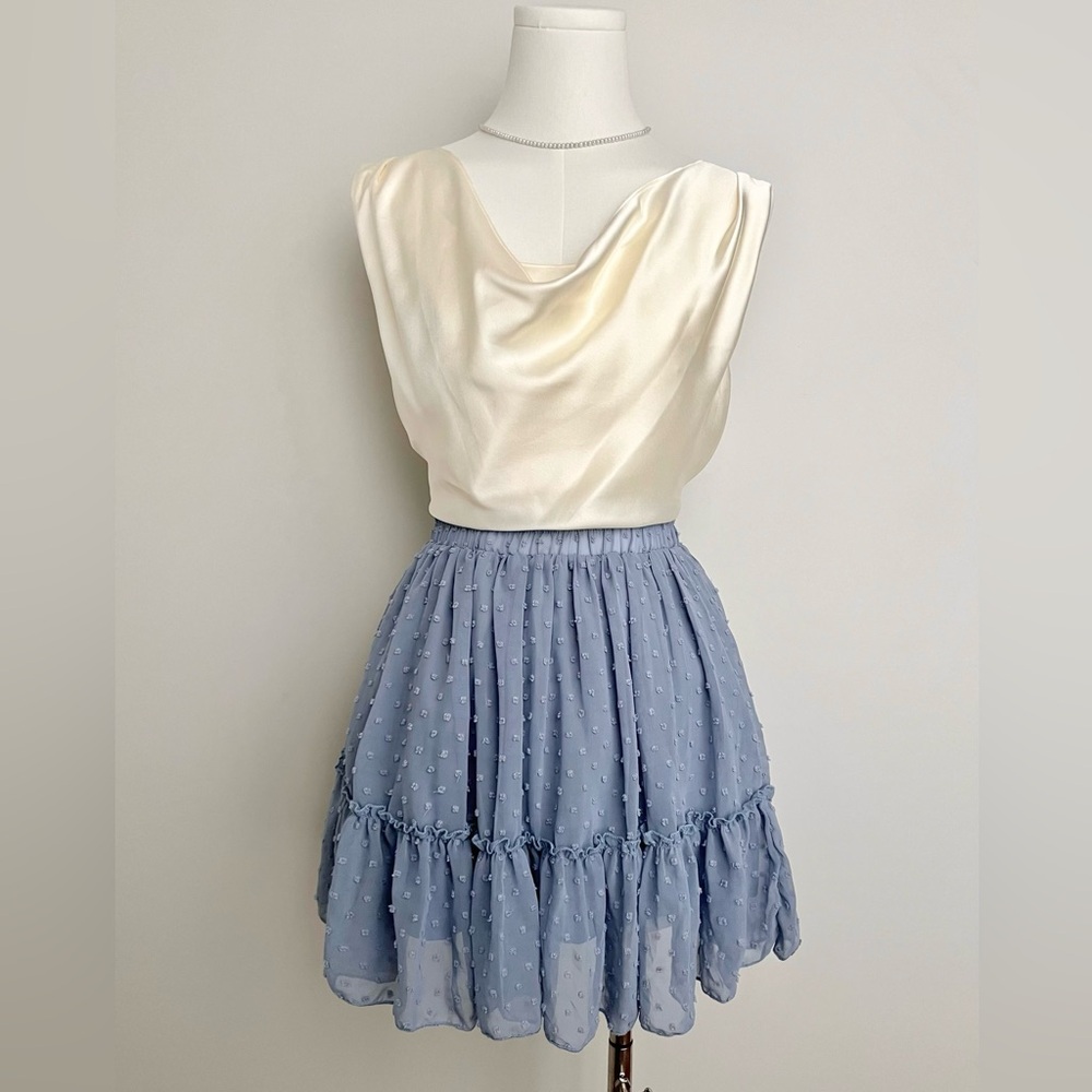 SHEIN Blue Dotted Skater Skirt